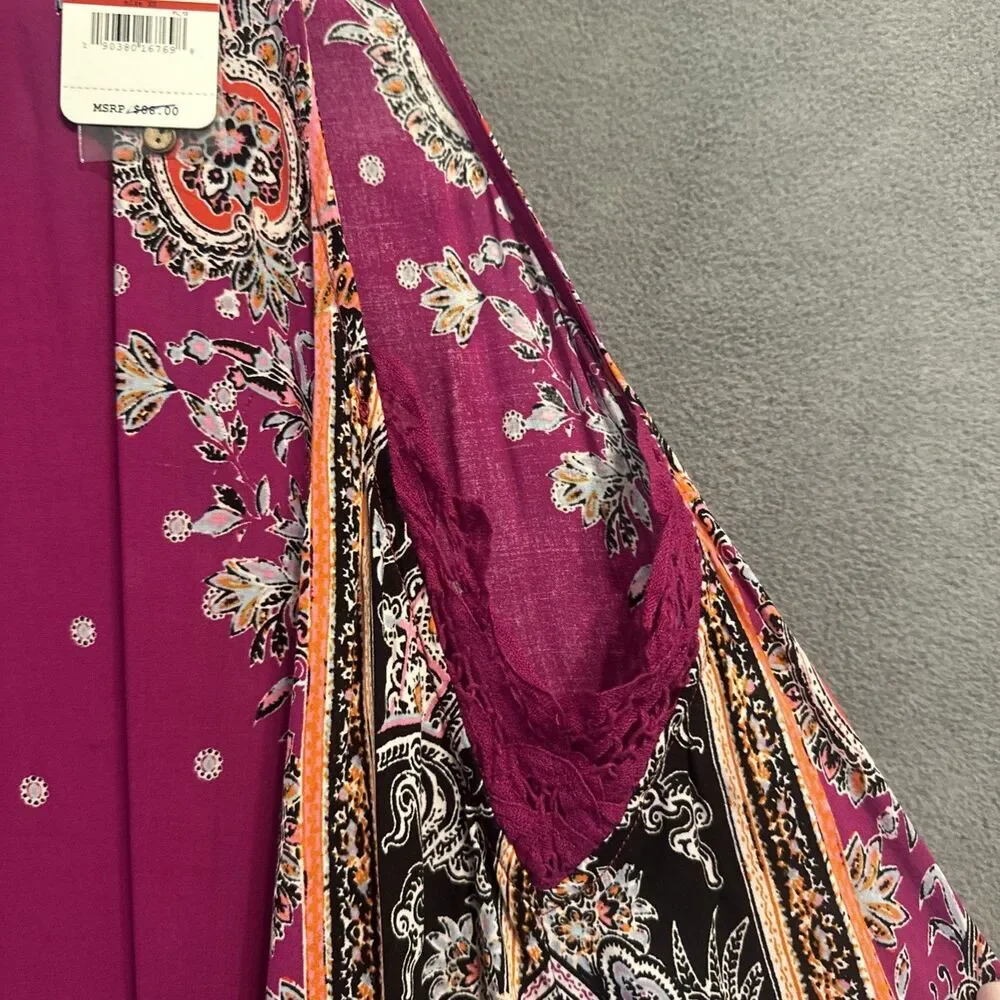 NWT Free People‎ Darjeeling Printed Slip Dress Size XS Magenta Boho Festival
